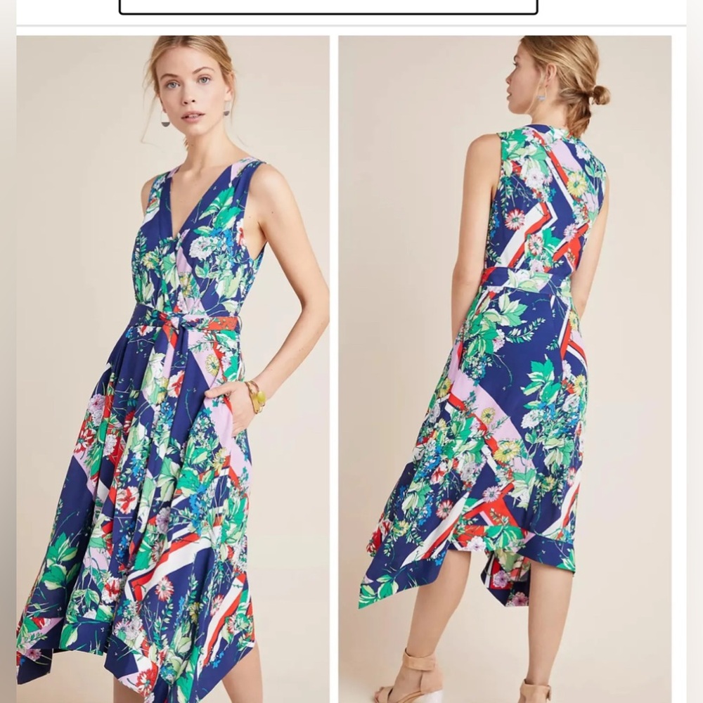 Anthropologie Maeve Wrap Floral Midi Dress.